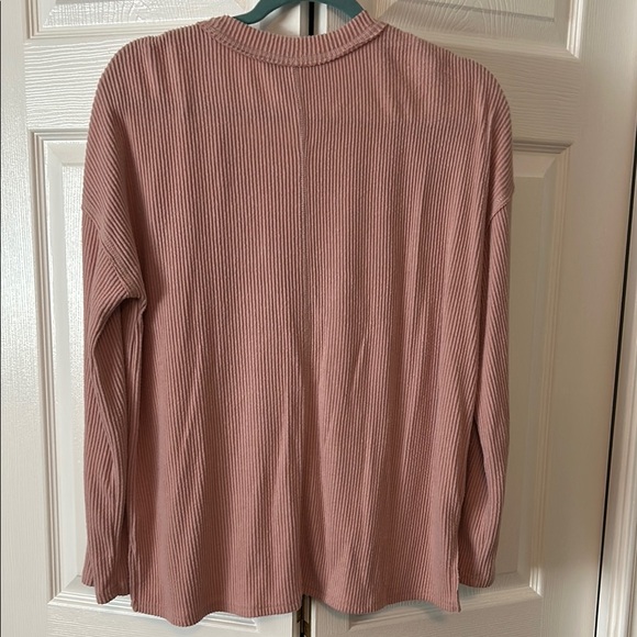 Pink Ribbed Henley Shirt - Picture 5 of 5